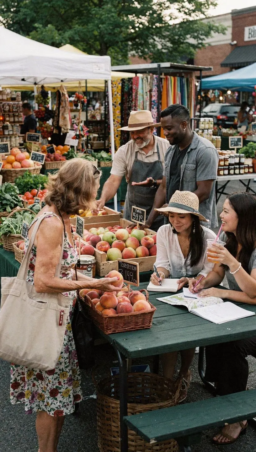 Osoba zapisująca notatki dotyczące atrakcji turystycznych w podręcznym zeszycie.